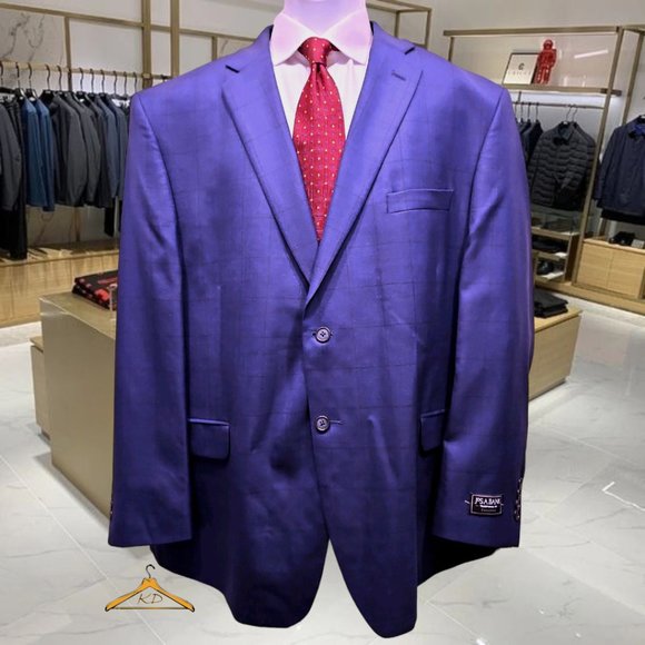 Jos. A. Bank Suit - 50R/45, Blue Windowpane Plaid, NWT - Picture 3 of 16